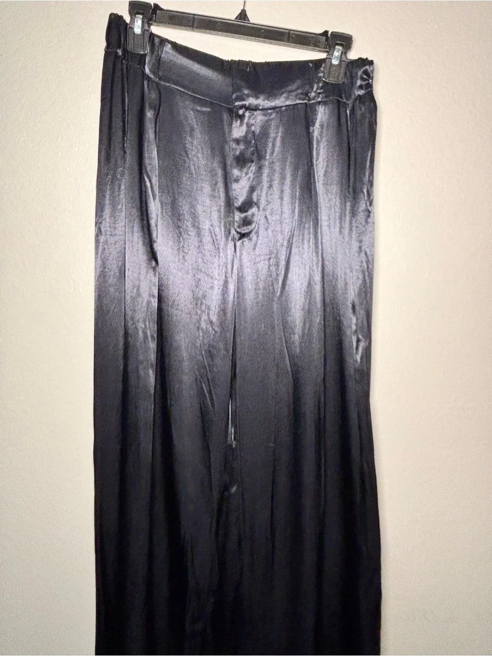 Free People Black Satin Wide-Leg Dress Pants